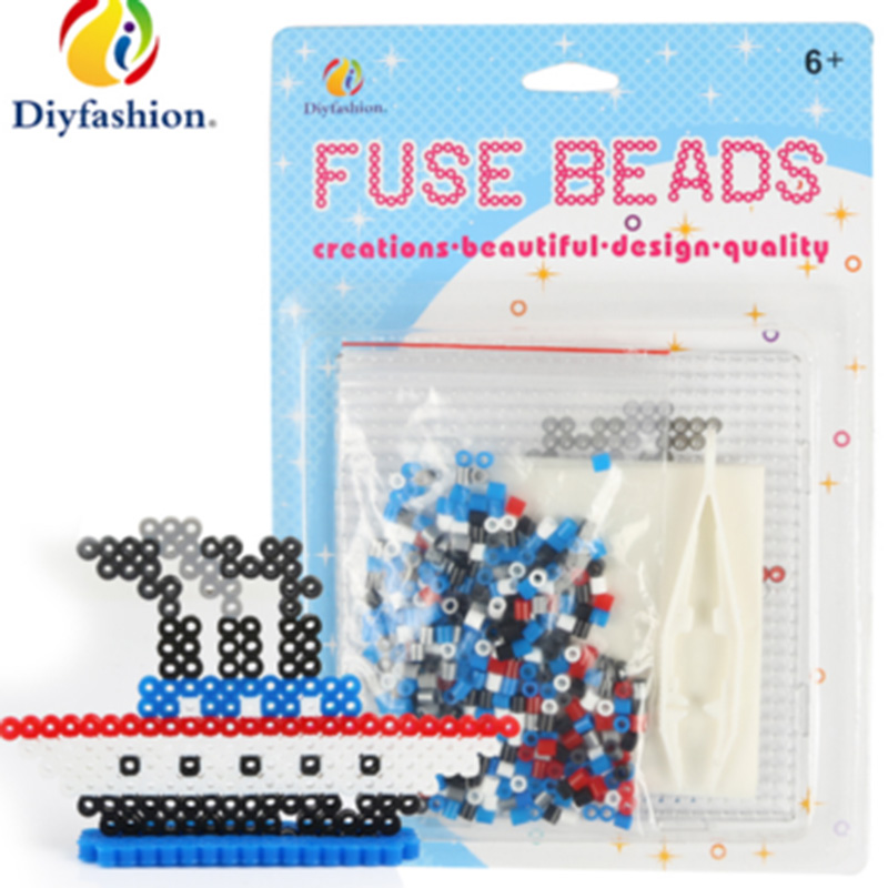Wholesale DIY Toy Fuse Beads Kit for Kids Beginners 5mm Beads Boat Pegboard Creative Toys